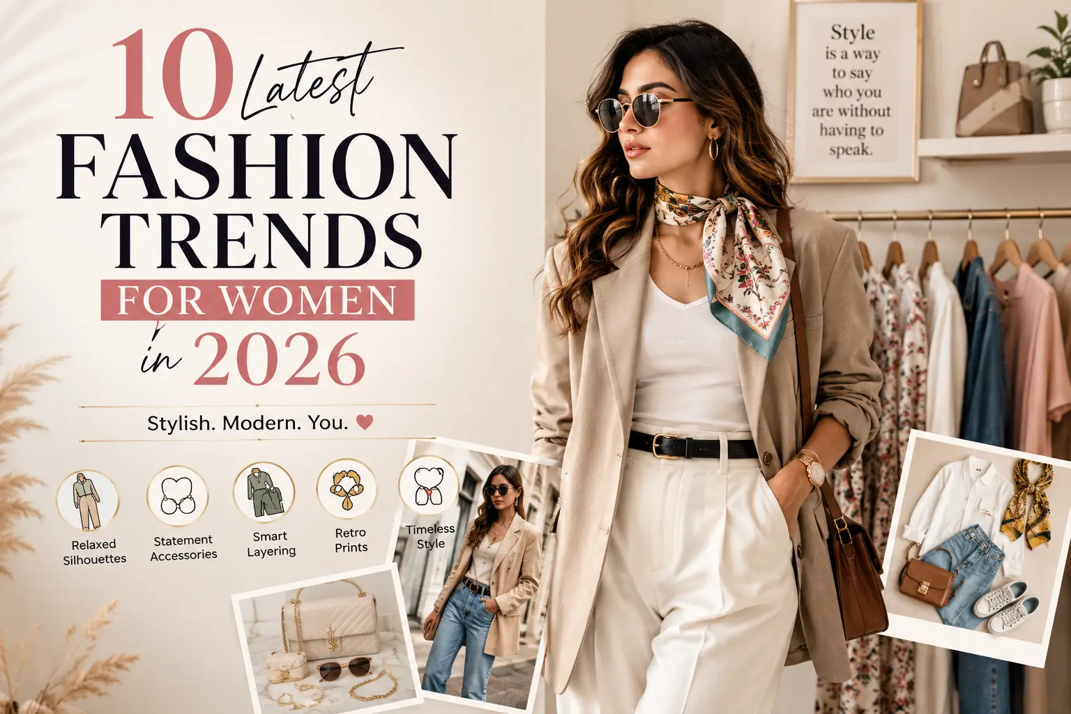 Latest fashion trends for women in 2026 with modern outfits and stylish accessories