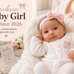 newborn baby girl fashion portrait