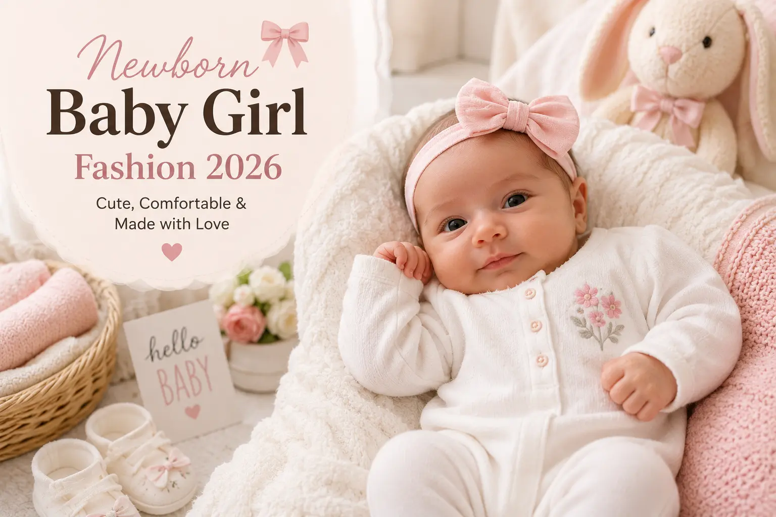 newborn baby girl fashion portrait